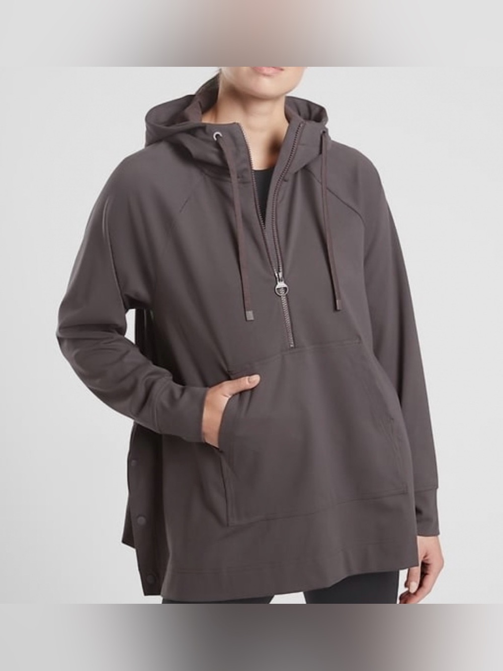 Athleta Women’s Glacier Handkerchief Ovesized Poncho Boxy Sporty Hoodie Gray M